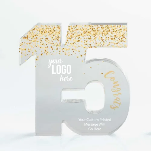 Vista 11 de Baudville Trofeo acrílico a todo color – 3 años de servicio al empleado – Transparente – Premio para empleados – Impresión personalizada de hasta