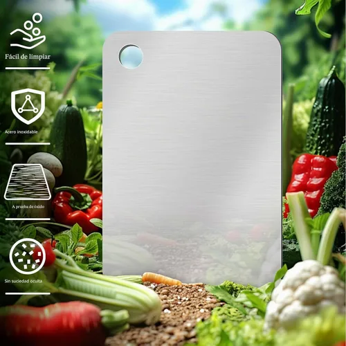 Vista 3 de Tablas de cortar de acero inoxidable de titanio para cocina, doble