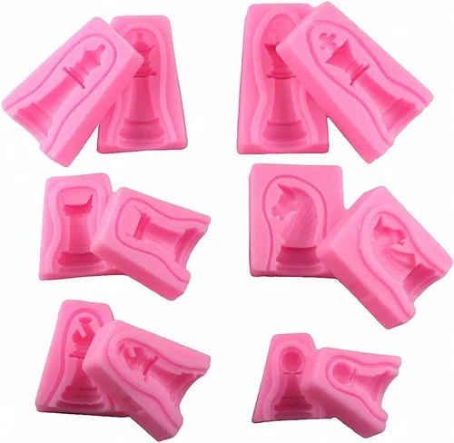 Vista 2 de MoldFun Molde de silicona para piezas de ajedrez 3D para chocolate, dulces, fondant, decoración de pasteles, jabón, vela, cera derretida, yeso