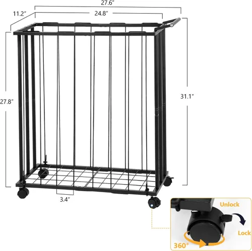 Vista 2 de Columnar - Estantes verticales de almacenamiento de bolas con ruedas, soporte de pared duradero para baloncesto, voleibol, ahorro de espacio