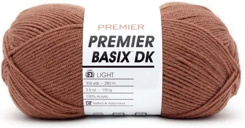 Vista 6 de Premier Yarns Basix DK - Hilo de peso, hecho de acrílico, hilo ideal para ganchillo y tejido, lavable a máquina, rubor, 3.5 onzas, 306 yardas