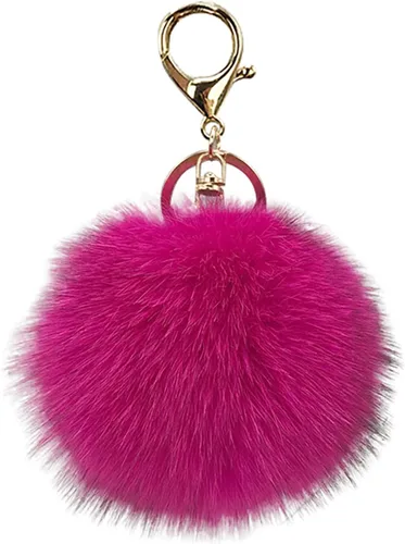 Vista 7 de URSFUR Llavero de bola de zorro con pompón para bolsa de coche, colgante novedoso Negro