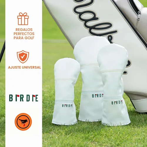 Vista 2 de Fundas para Palos de Golf Bordado Elegante Cuero Premium Birdie Golf Funda para Driver Funda Híbrida para Fairway Funda para Putter Blade Funda