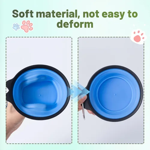 Vista 4 de SLSON Tazones plegables para perros y mascotas, paquete de 2 platos integrados moldeados para agua para gatos, dispensador de alimentos ligero