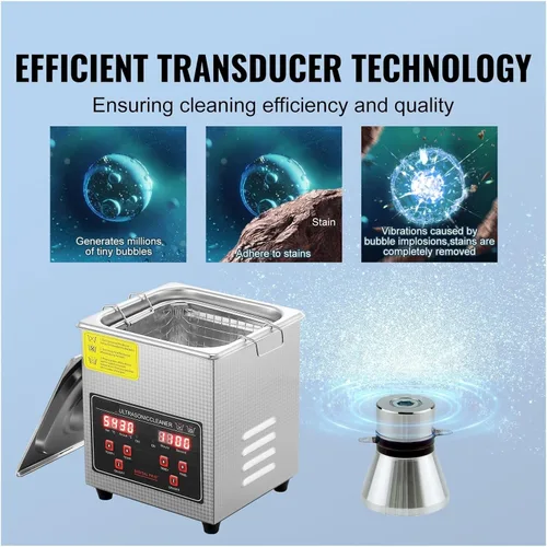 Vista 3 de Ultrasonic Cleaner with Digital Timer and Heater, Stainless Steel Cleaning Machine for Jewelry and Small Items