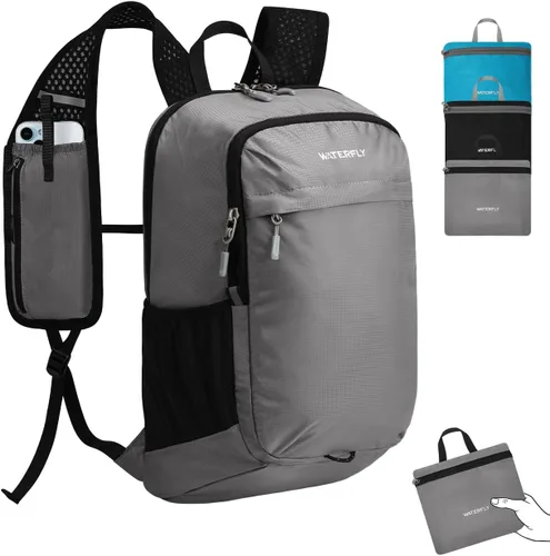 Vista 9 de WATERFLY Mochila pequeña y ligera y plegable: 15L Mini mochila de senderismo plegable - Mochila de día compacta ultraligera para mujeres y hombres