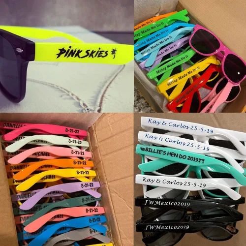 Vista 3 de Gafas de sol de fiesta personalizadas, regalos de boda a granel, regalos para invitados, cumpleaños, licenciatura, graduación, novia, novia, Mezclado