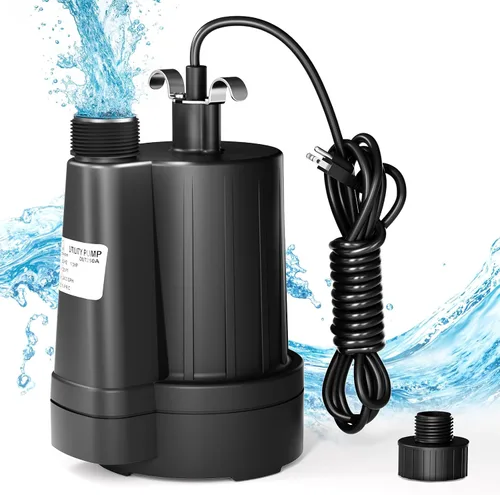 Vista 9 de D-HONOR Sump Pump, Submersible Water Pump 1/3 HP 1600 GPH with Float Switch Automatic Utility Pump for Pool, Pond, Garden, Flooded Basement