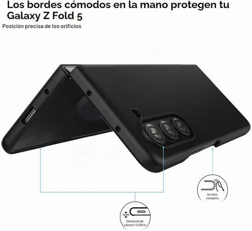 Vista 2 de Foluu Funda Slim Fit para Samsung Galaxy Z Fold 5, con protector de pantalla frontal integrado, cubierta protectora de PC mate ultradelgada