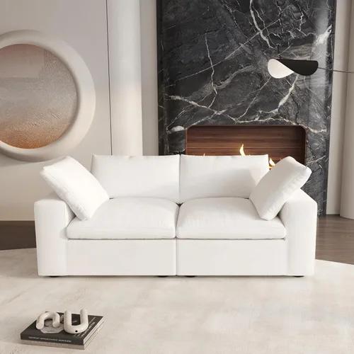 Vista 22 de Cloud - Sofá modular convertible de 80.3 pulgadas en forma de L para sala de estar con otomana de almacenamiento, sofás profundos minimalistas