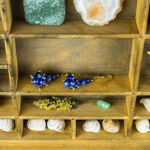 Vista 9 de Mystic Self Lapislázuli - Pendientes colgantes hechos a mano con piedras preciosas azules