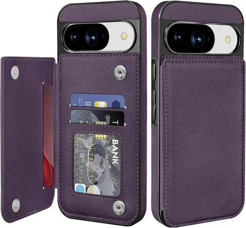Vista 21 de Bizzib para Google Pixel 6A Funda de cuero tipo cartera con tarjetero, cubierta tipo libro con pata de pie, cierre magnético, funda protectora a