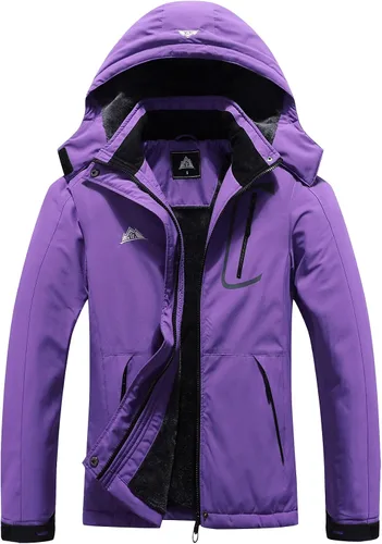 Vista 9 de Chaqueta de esquí impermeable para mujer, resistente al viento, cortavientos, abrigo de nieve cálido con capucha