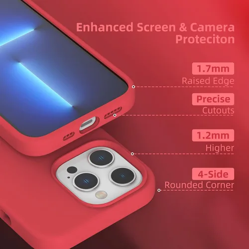 Vista 3 de Funda de silicona líquida compatible con iPhone 13 Pro, color rojo [Protección contra caídas] [Resistente a los arañazos, a prueba de golpes]