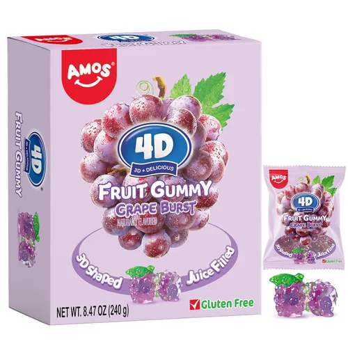 Vista 20 de Dulces de gomita 4D de sirena Amos, sabor a frambuesa azul, paquete de Navidad de 9 onzas envueltos individualmente para compartir, mini paquetes
