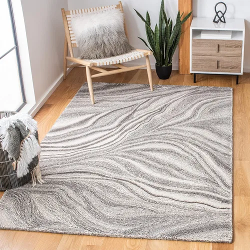 Vista 10 de SAFAVIEH Metro Collection - Alfombra decorativa de 2 x 3 pies, marfil y marrón, hecha a mano, lana abstracta moderna, ideal para zonas de alto