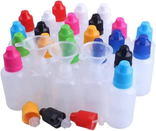 Vista 8 de NANSHINE Botellas de plástico con gotero de 0.3 fl oz x 50 LDPE, recipientes vacíos con tapa
