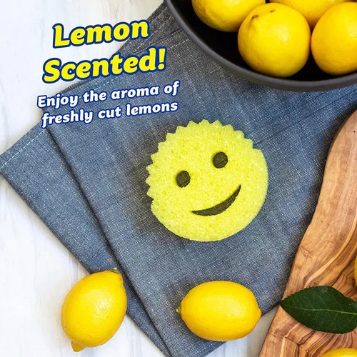 Vista 2 de Scrub Daddy Esponja – Aroma Fresco de Limón – Esponja Multiusos para Platos Sin Rayones – Sin BPA y Fabricada con Espuma de Polímero – Esponja