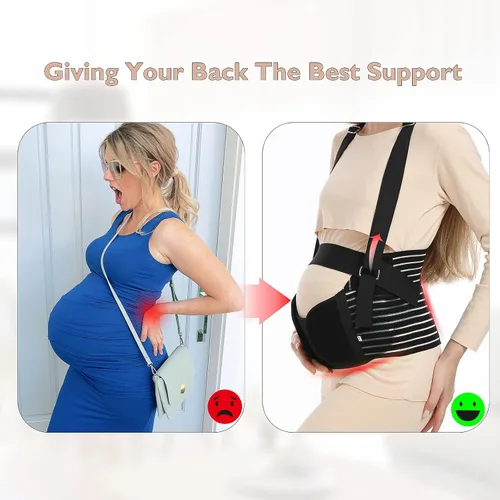 Vista 10 de Bandas para el vientre para mujeres embarazadas – Cinturón de maternidad Soporte de embarazo – Carpeta abdominal transpirable, soporte de espalda