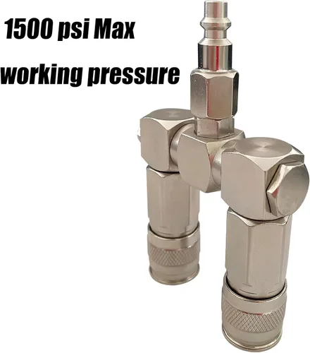 Vista 5 de Conector de manguera de aire - Divisor de manguera de aire de 2 vías, accesorios para compresores de aire, conectores giratorios de 360 grados
