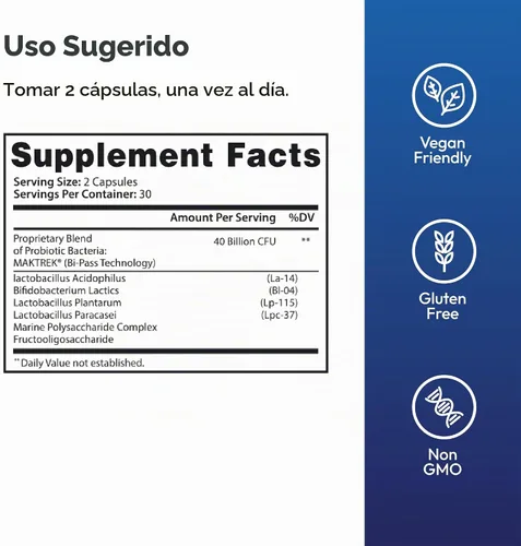 Vista 2 de Justified Laboratories Fungus Clear Max - 60 cápsulas - Fórmula probiótica con 40 mil millones de UFC - 30 porciones