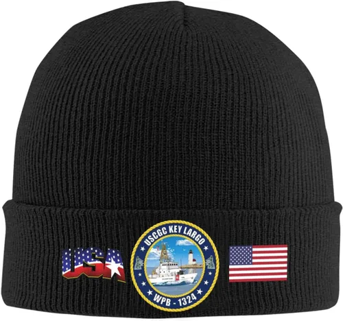 Vista 2 de Uscgc-Key-Largo-Wpb-1324 Beanie Cap Skull Caps Striped Knitted Pullover Hat Winter Warm Hat