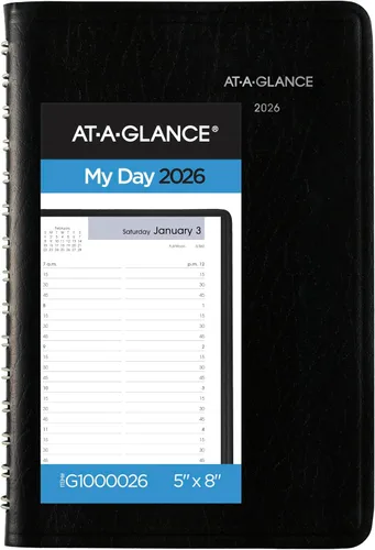 Vista 12 de AT-A-GLANCE Agenda 2027, diaria, 5 x 8 pulgadas, programación abierta, DayMinder, negro (SK460027)