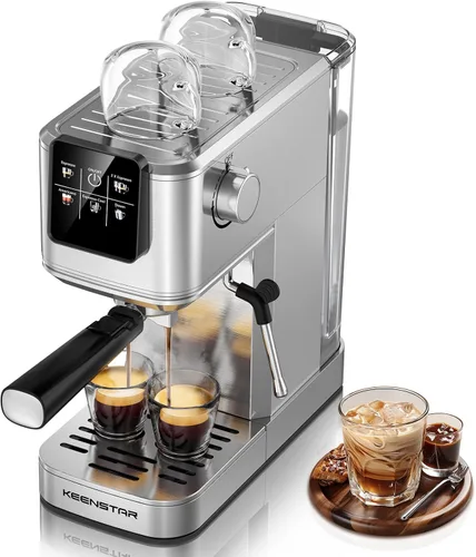 Vista 10 de Máquina de espresso KEENSTAR de 20 bares con preparación rápida de café frío, máquina de café caliente y helado, máquina de espresso con espumador