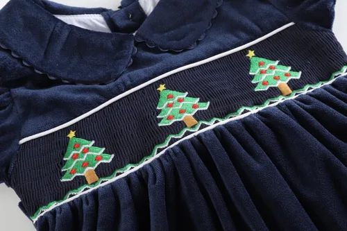 Vista 3 de Lil cactus Vestido de obispo fruncido navideño para bebés y niñas