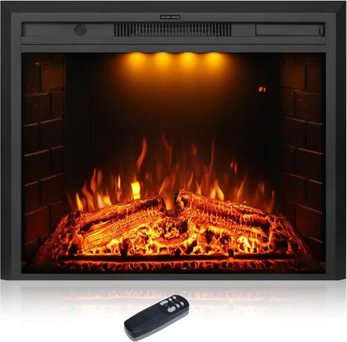 Vista 8 de Calentador eléctrico de troncos de chimenea de 25 pulgadas, juego de troncos de chimenea eléctrica independiente con control remoto y aplicación