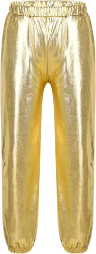 Vista 5 de TiaoBug Disfraz de baile de jazz hip hop para niños y niñas, brillante, metálico, manga larga, chaqueta bomber y pantalones deportivos