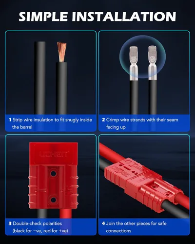 Vista 7 de Orion Motor Tech arnés con cable de conexión / desconexión rápida calibre 6-8 para cabestrante de remolque CC de 12-36V, 50A