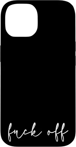 Vista 4 de Fuck Off - Carcasa para iPhone 17, diseño bohemio, con marco dorado, elegante y cursivo