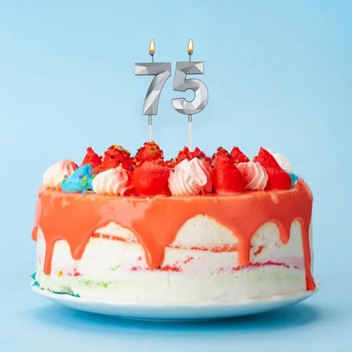 Vista 6 de Velas de cumpleaños número 16 y 61 para tartas, velas plateadas con forma de diamante 3D, decoración de cumpleaños, suministros de fiesta para Plata