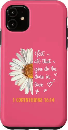 Vista 8 de Linda Daisy 1 Corinthians 16:14 Love Bible Verse for Women Case for iPhone 17
