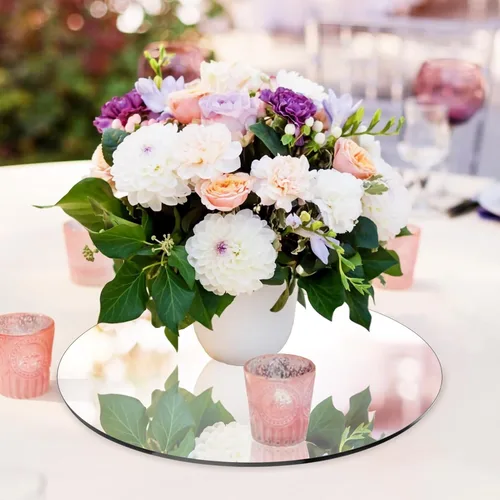 Vista 5 de Seelenruhe Espejos redondos de 10 pulgadas para centros de mesa para mesas, bandejas platos de espejos redondos para centros de mesa, decoraciones