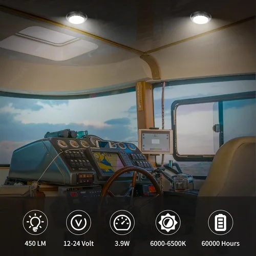 Vista 3 de RVZONE Luces de cúpula marinas para barco 12V LED Luces interiores para cabina de barco con interruptor de palanca de 5.5" Luz de cabina LED