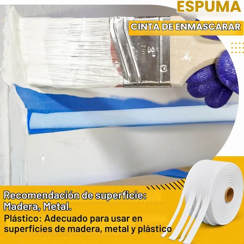 Vista 6 de Pangda 1 rollo de 1/2 pulgada x 54 yardas, cinta de enmascarar de espuma de borde suave blanca automotriz para sellar juntas de puertas
