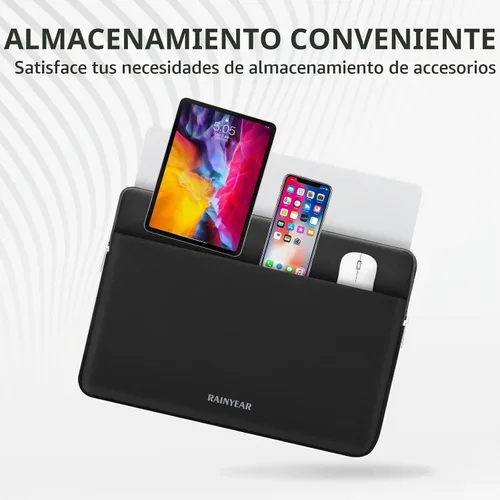 Vista 4 de RAINYEAR - Funda para laptop de 15 pulgadas, funda portátil con bolsillo Negro