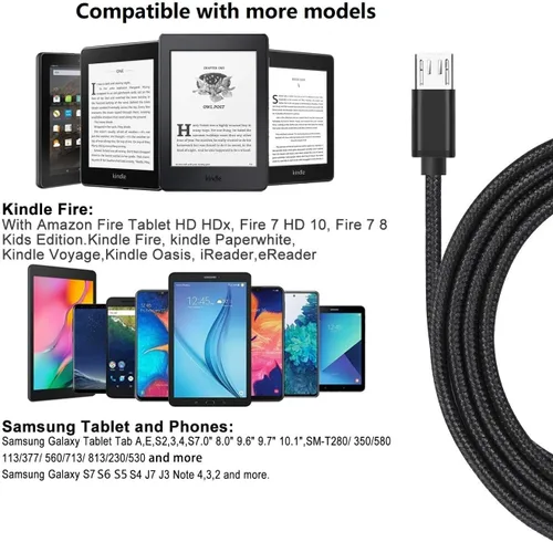 Vista 2 de Paquete de 2 cables de alimentación micro USB de 3.3 pies para Amazon Fire TV Stick, para Roku Streaming Stick, Express Plus, Premier Plus, control