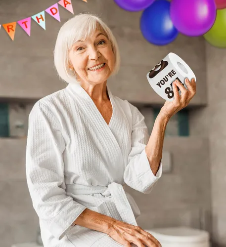 Vista 6 de Papel higiénico impreso TP Holy Poop You're 85 - Papel higiénico impreso con texto en inglés «Happy 85th Birthday» para la mejor broma, sorpresa