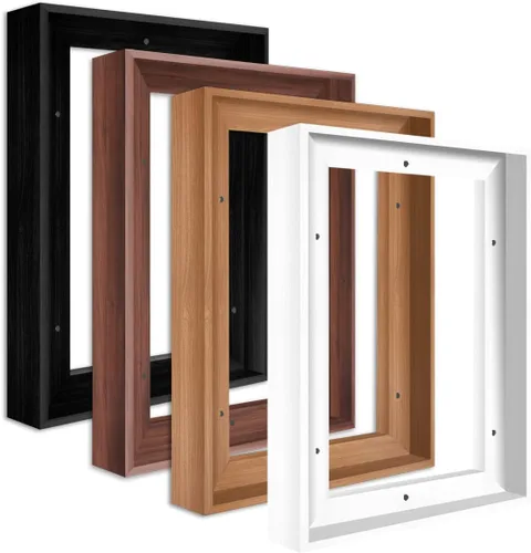 Vista 10 de Marco flotante de lona con aspecto de madera, marcos flotantes para lienzo estirado extraíble, pintura artística de pared, marcos de fotos