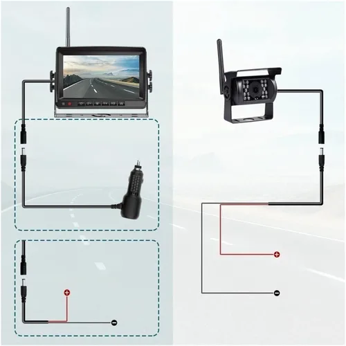 Vista 6 de Monitor de coche inalámbrico AHD de 7 pulgadas con cámara de visión trasera del vehículo compatible con cámara de respaldo de camión autobús