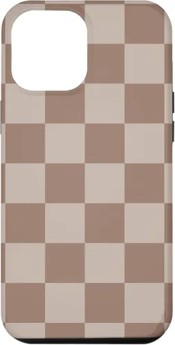Vista 25 de Funda para iPhone 16 marrón con diseño de cuadros grandes, color beige estético marrón