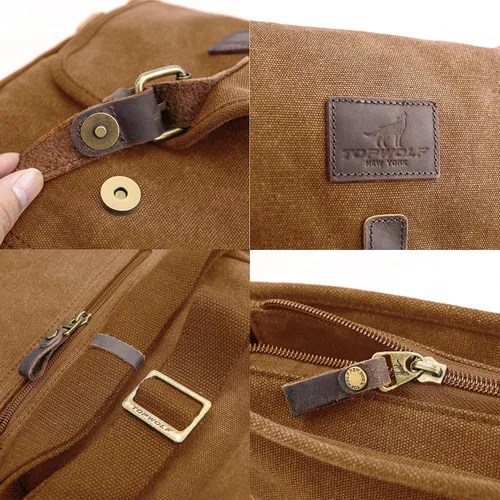 Vista 5 de Bolsa de mensajero de lona pequeña bolsa cruzada casual viaje herramientas de trabajo bolsa de hombro bolsa de mano teléfono teléfono antirrobo