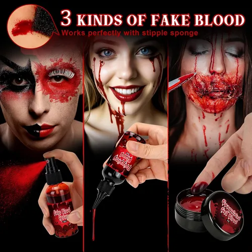 Vista 5 de Halloween SFX Kit de maquillaje 24pcs para adultos Zombie vampiro Cosplay