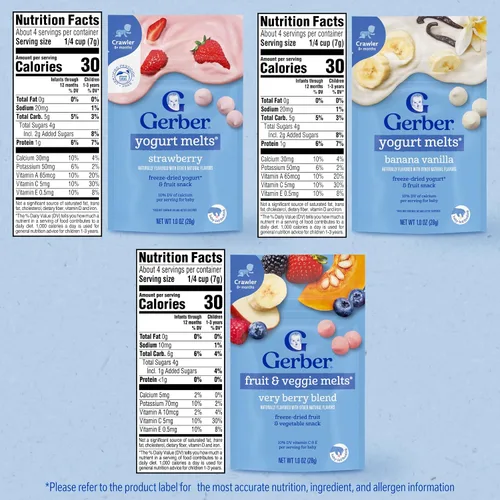 Vista 2 de Gerber Paquete variado de aperitivos de yogur para derretir etapa 3, paquete de 8