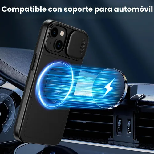 Vista 5 de VEGO - Funda para iPhone 13 con funda para cámara [compatible con MagSafe], color negro Funda para iPhone 14 incorporada con soporte de 360°