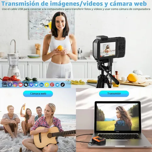 Vista 6 de Cámara Digital Impermeable 8K para Esnórquel: 70MP 33FT Cámara Subacuática Compacta Resistente HD de Doble Pantalla con Zoom de 18X Selfie, Tarjeta