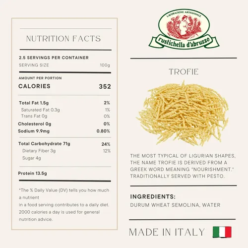 Vista 2 de Pasta Trofie RUSTICHELLA, 8.8 onzas